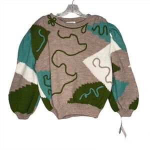 NWT Women's Vintage Hand Knitted Made in Czechoslovakia Folk Sweater Large